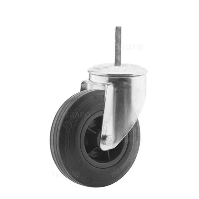 Zwenkwiel rubber 125 3KO M12x35mm zonder rem