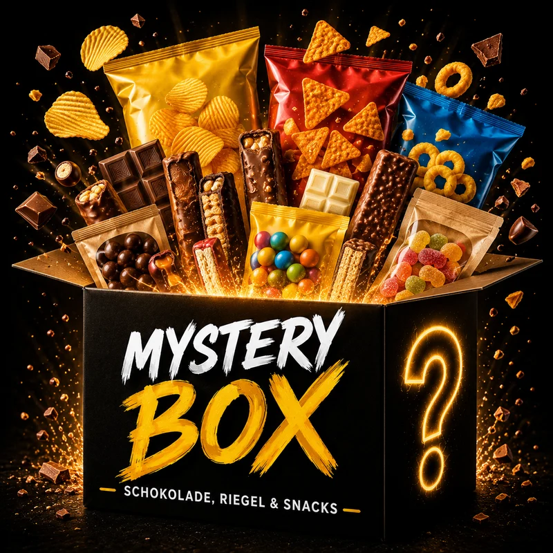 Mystery Box: Überraschungspaket mit Schokolade, Riegeln & Snacks