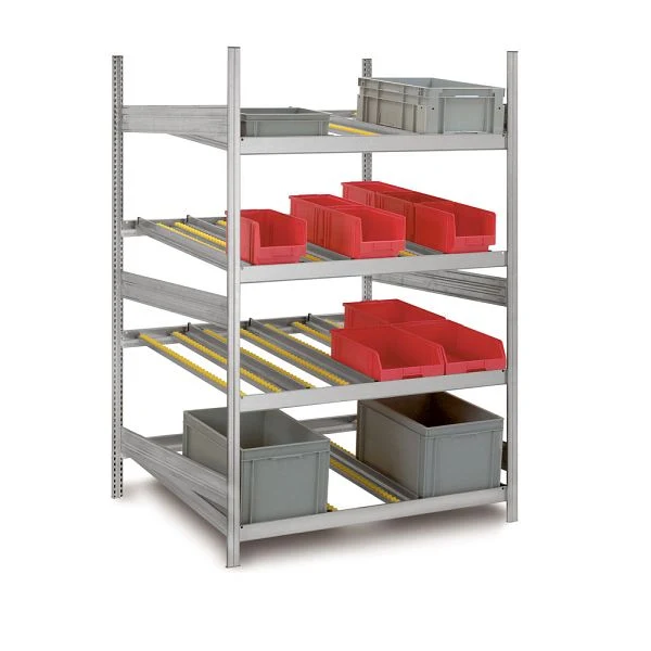 Durchlaufregal Anbauregal | verzinkt | 4 Fachebenen | 200 kg Fachlast