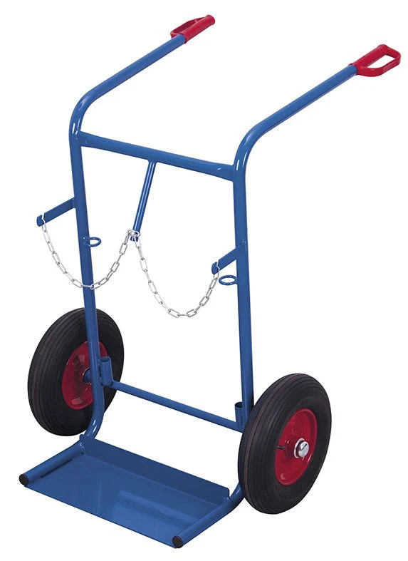 Stahlflaschenkarre von VARIOfit enzianblau | Traglast 200 kg | 2 Stahlflaschen