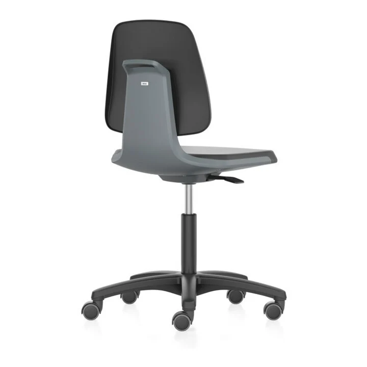 Arbeitsstuhl Labsit 2 | schwarz / anthrazit | mit Rollen und Flachsitz | Kunstleder | bis 120 kg