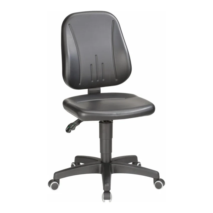 Arbeitsdrehstuhl Unitec mit Rollen und Kunstleder in schwarz Sitzhöhe 440-620 mm