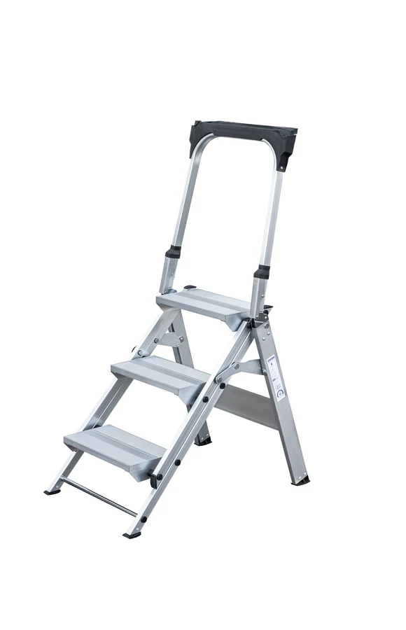 Klapptreppe mit Haltebpgel aus Aluminium | Belastbarkeit 150 kg