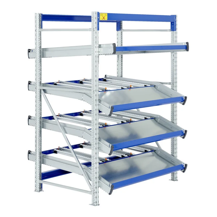 Durchlaufregal SF4/SDS | L1300xH2000xT1470mm 6RL | Grundfeld abgeknickt