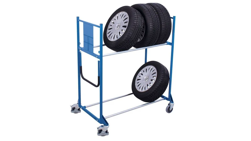 Reifenregal mobil mit 2 Ladeflächen LxB 1145x395 mm | Traglast 300 kg