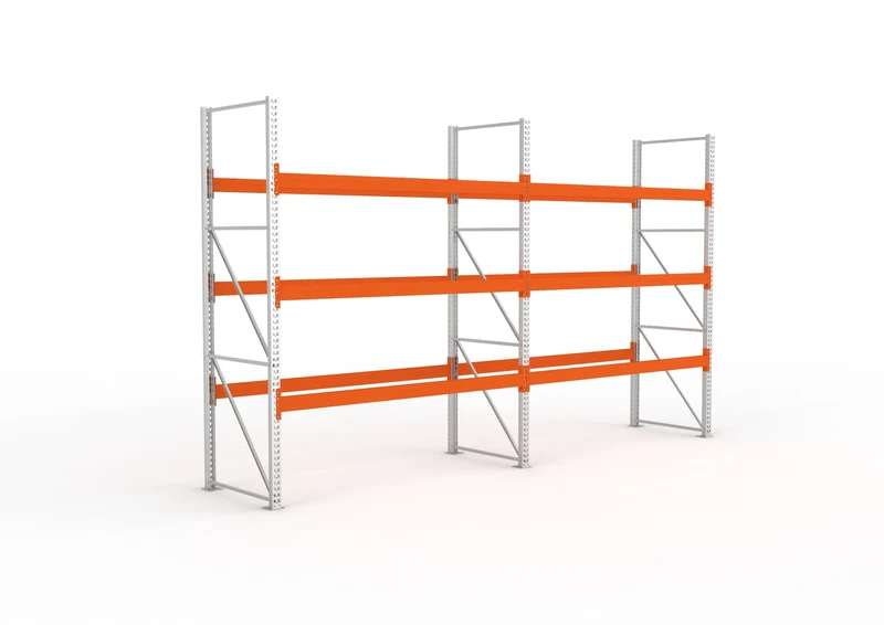 Palettenregal-SET Multipal 3300 x 5655 x 1100 bis 3000 Kg Fachlast mit 4 Lagerebenen ( 2 Felder )