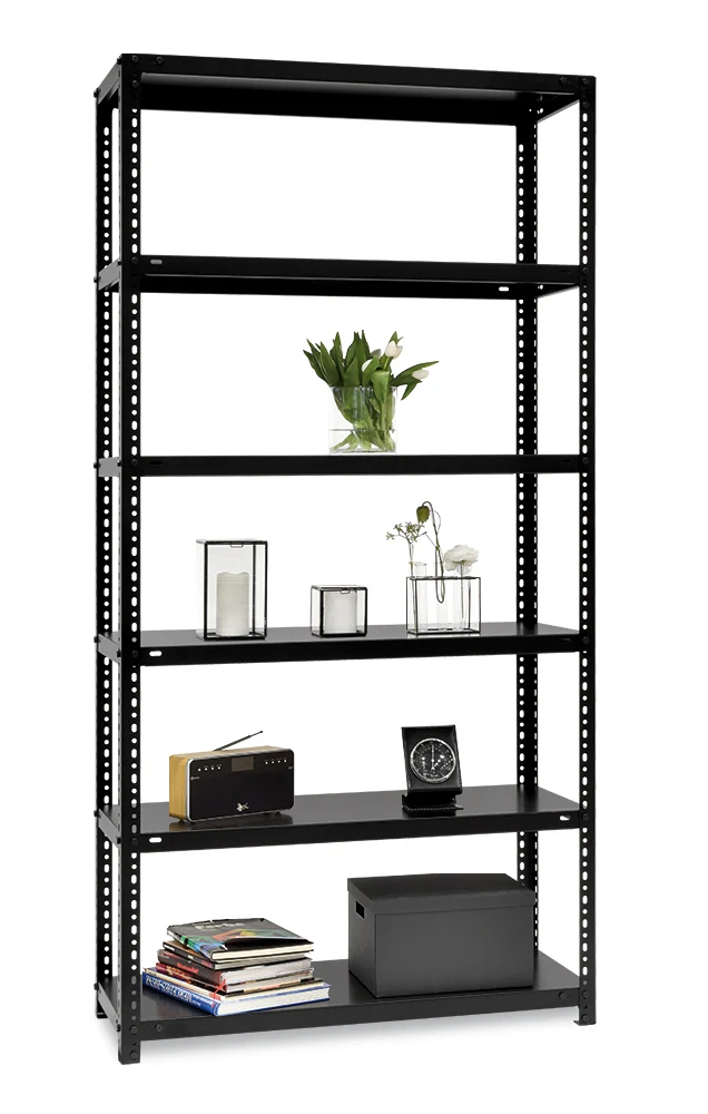 Metallregal schwarz Wohnregal pulverbeschichtet 150 kg Fachlast