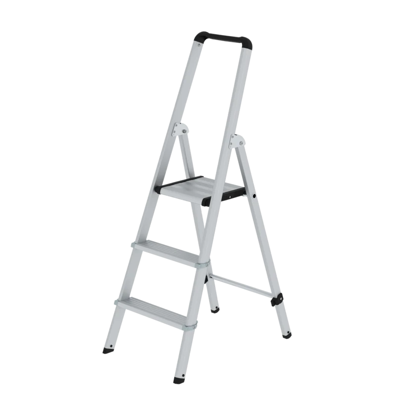 Stufen-Stehleiter einseitig begehbar Aluminium eloxiert