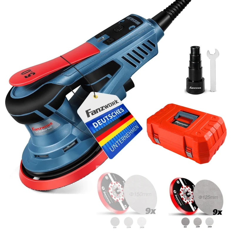Bürstenloser Exzenterschleifer 125/150mm mit Tragkoffer FZ-EZ150B