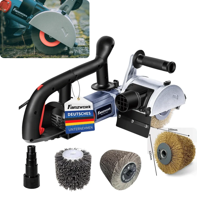 Gebraucht - 25S FANZWORK V2 1500 Watt Satiniermaschine mit Staubsaugung-Anschluss, Drehzahlregelung, Messing & Nylon & Schleifpapier Bürste FZ-7301B