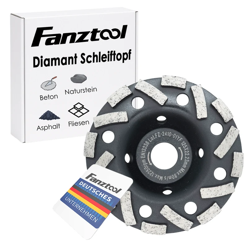 FANZTOOL Diamantschleiftopf 115/125/180 x 22 mm H-Modell