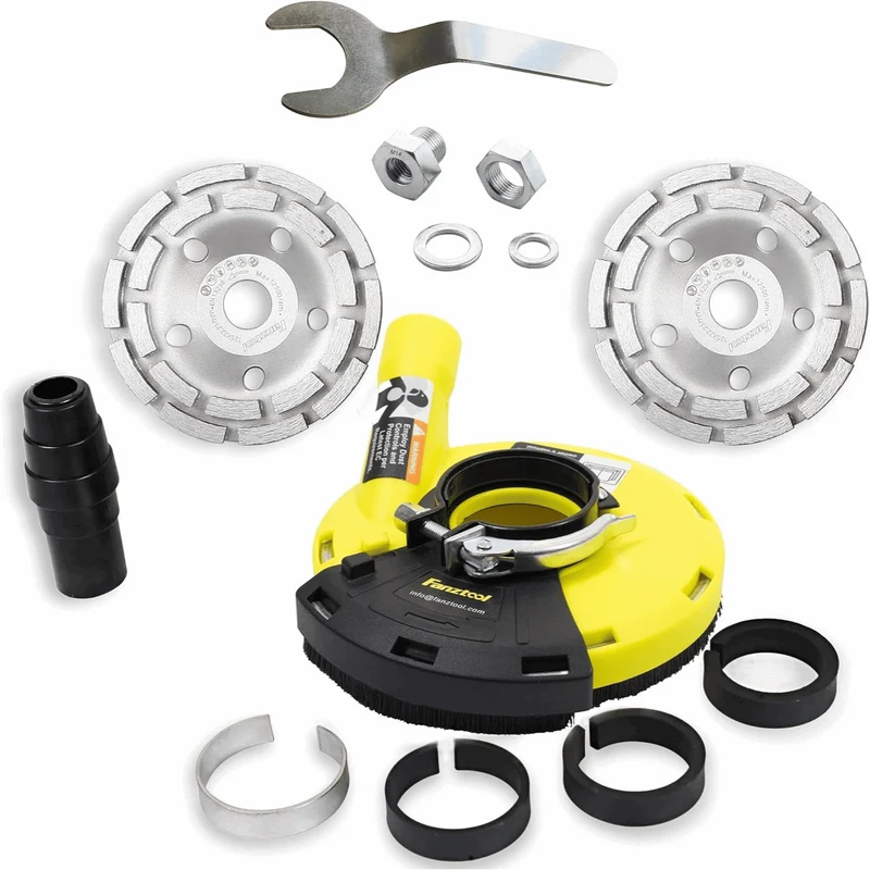 Gebraucht - #6 FANZTOOL Diamantschleiftopf 2 * 125 mm mit universal Absaughaube Staubsaugung für Winkelschleifer Betonschleifer