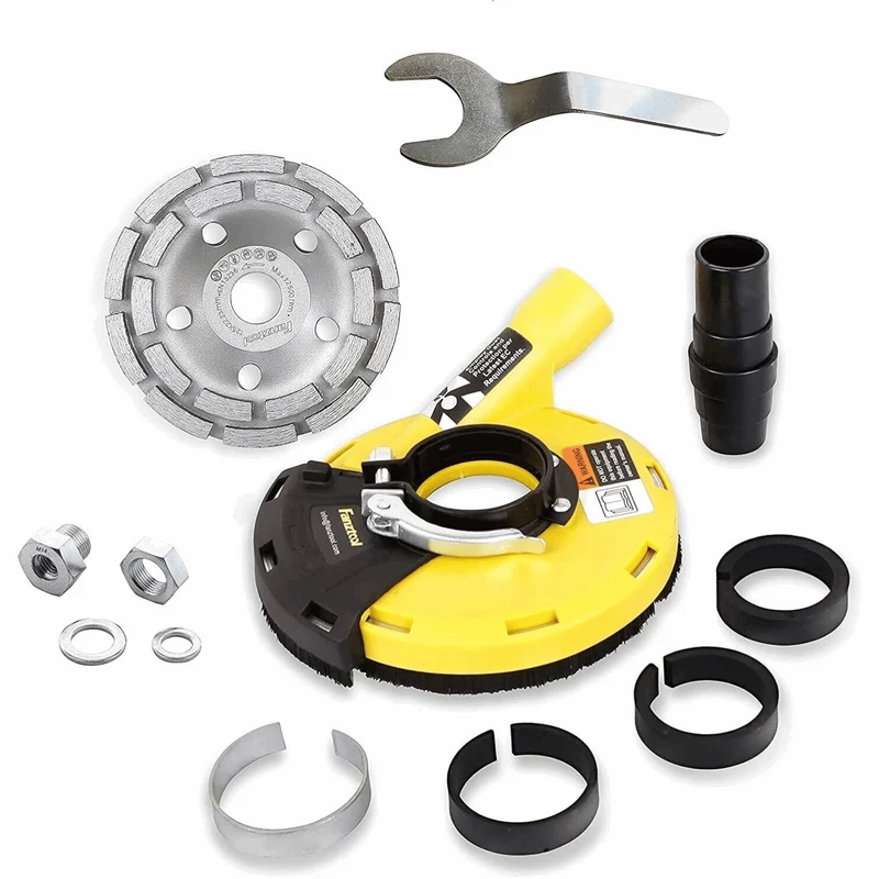 Gebraucht - #1 FANZTOOL Diamantschleiftopf 125 mm mit universal Absaughaube Staubsaugung für Winkelschleifer Betonschleifer