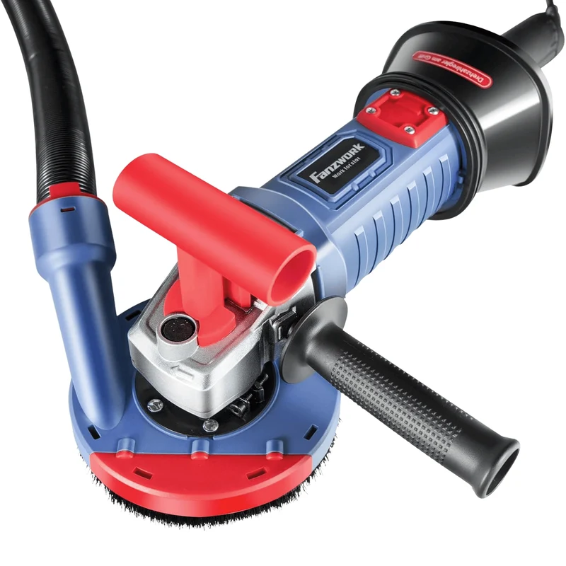 Neuwertig - FANZWORK 1500W Betonschleifer Betonfräse Set, Drehzahlregelbar, inkl. Premium 125mm Diamantschleiftopf, Absaughaube FZ-WB2304B
